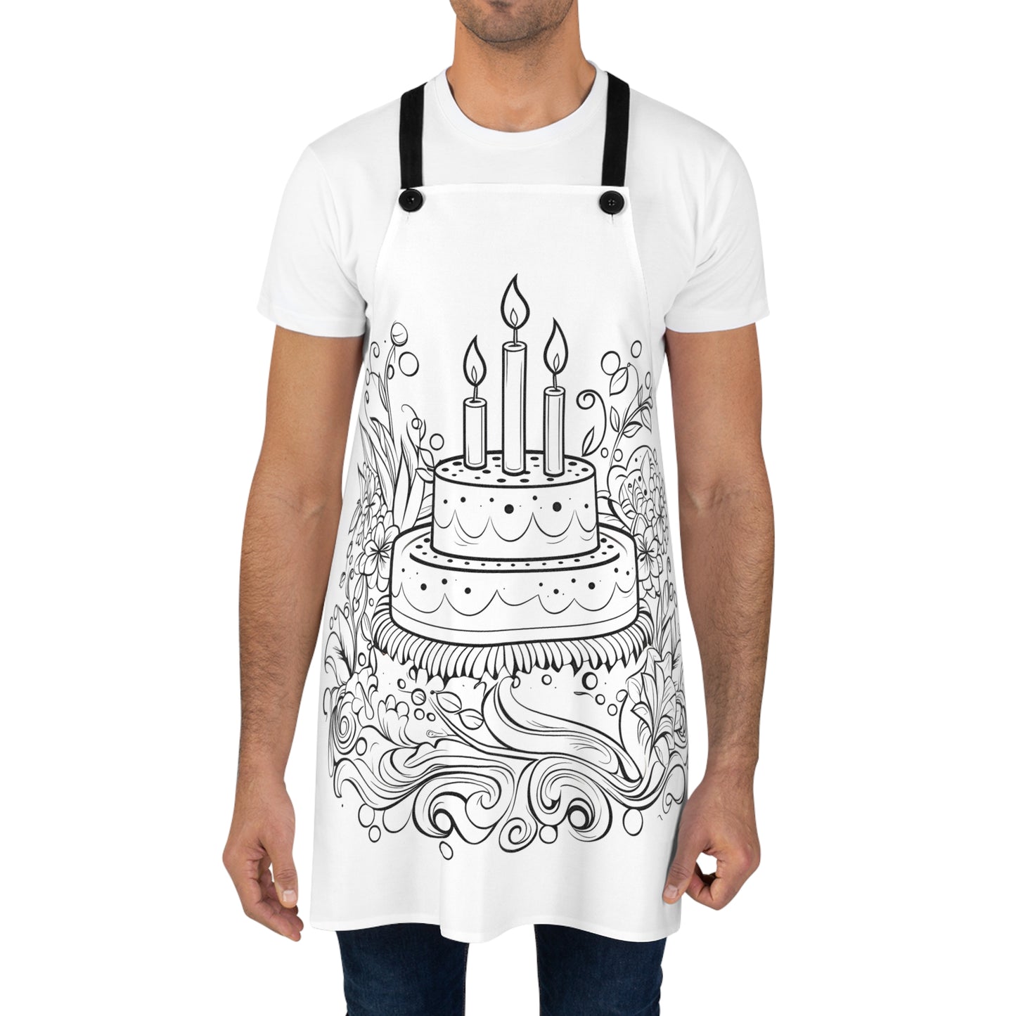 Apron Coloring Kit with 10 Fabric Markers - Birthday Cake