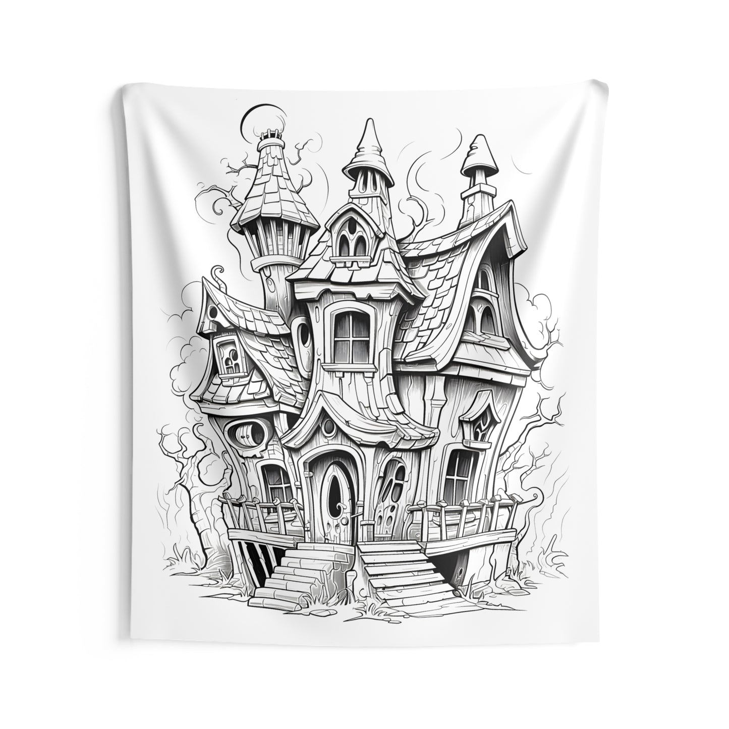 Indoor Wall Tapestries Coloring Kit with 10 Fabric Markers - Whimsical House