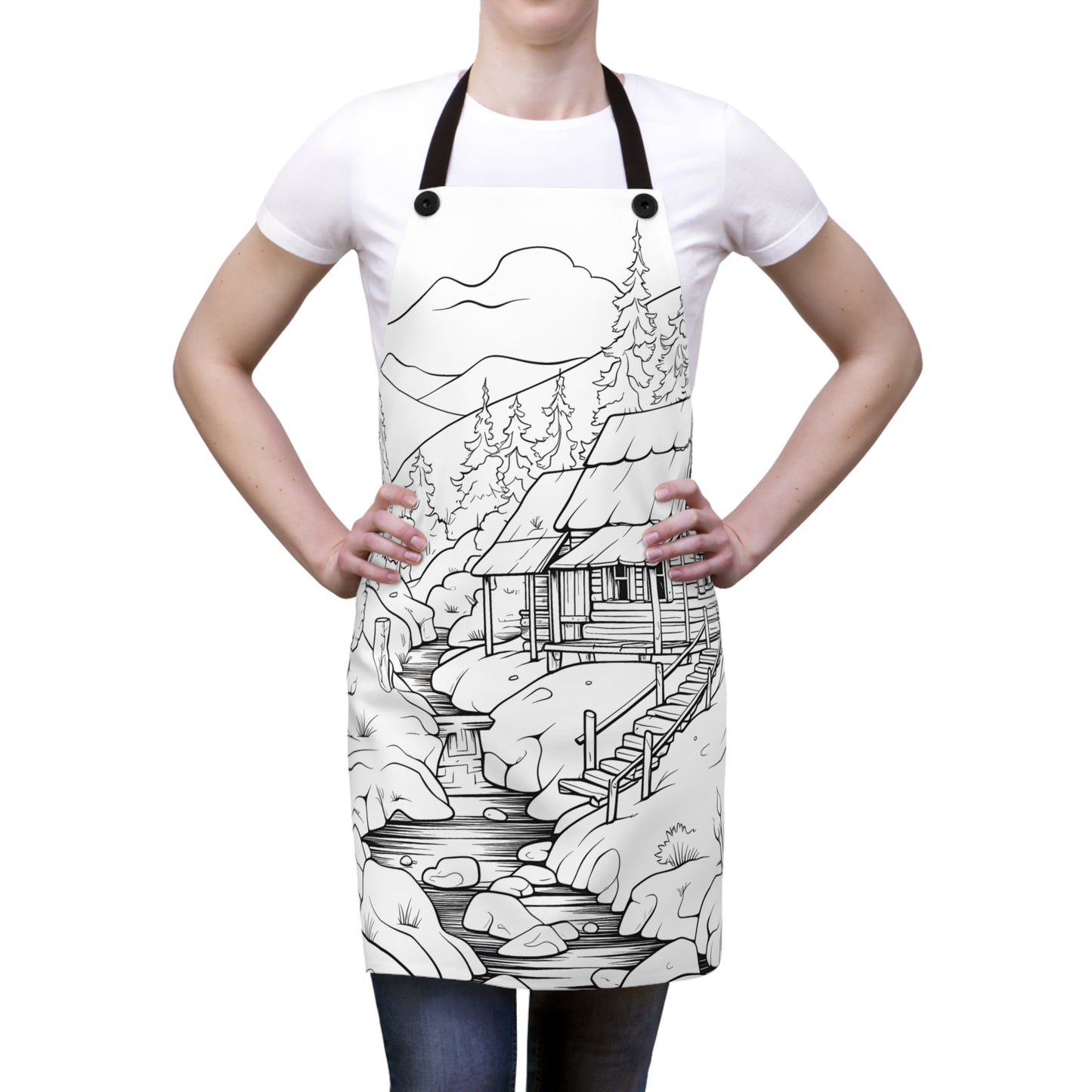 Apron Coloring Kit with 10 Fabric Markers - Mountain Cabin