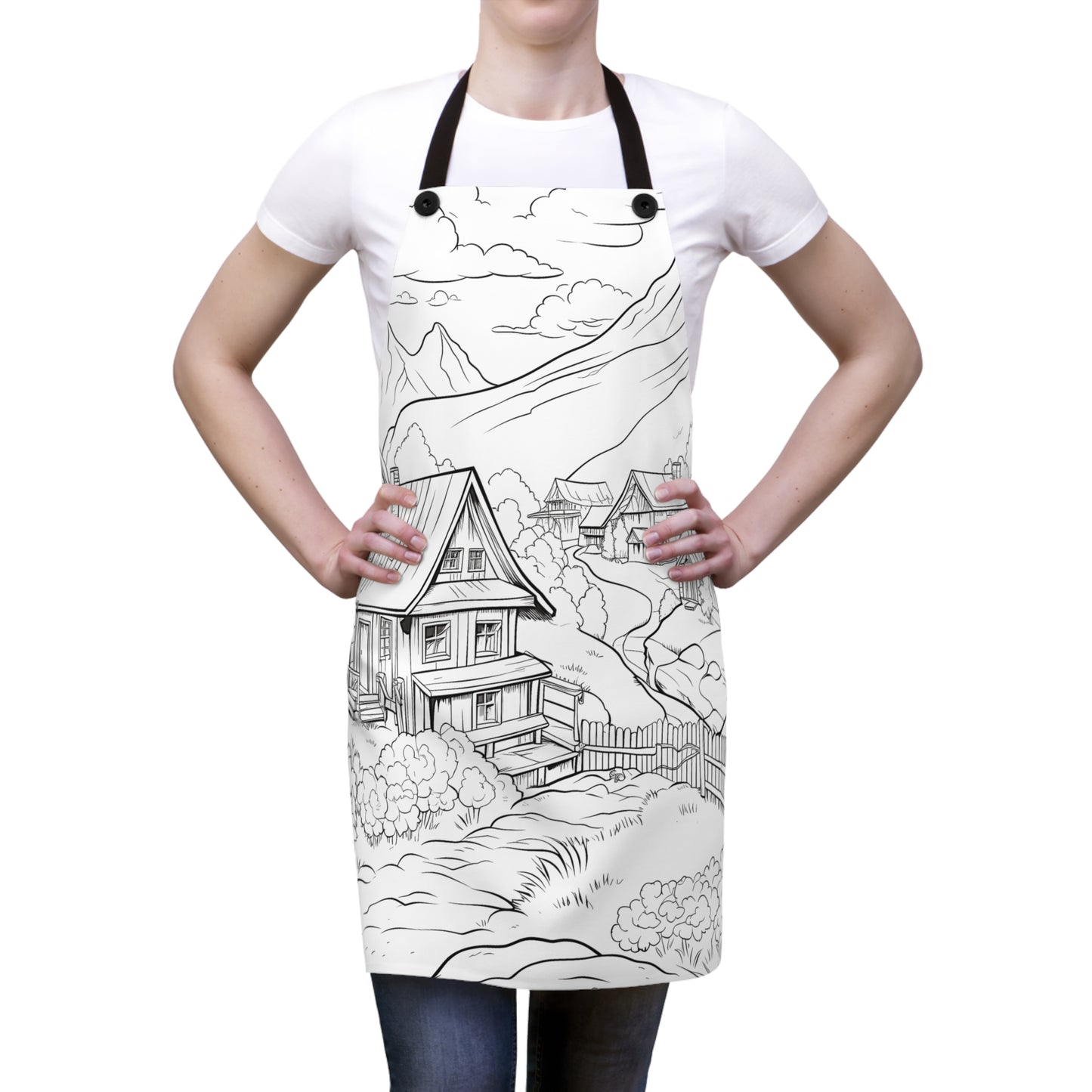 Apron Coloring Kit with 10 Fabric Markers - Mountain Village