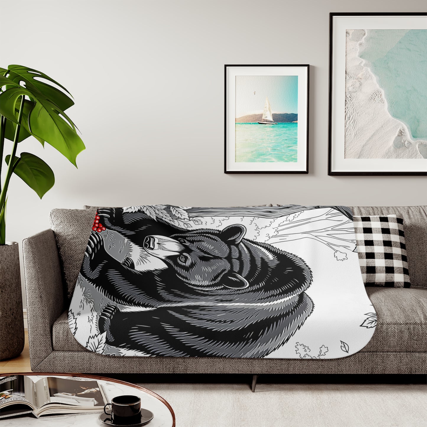 Blanket Colorful Graphic Design - Bear in Nature
