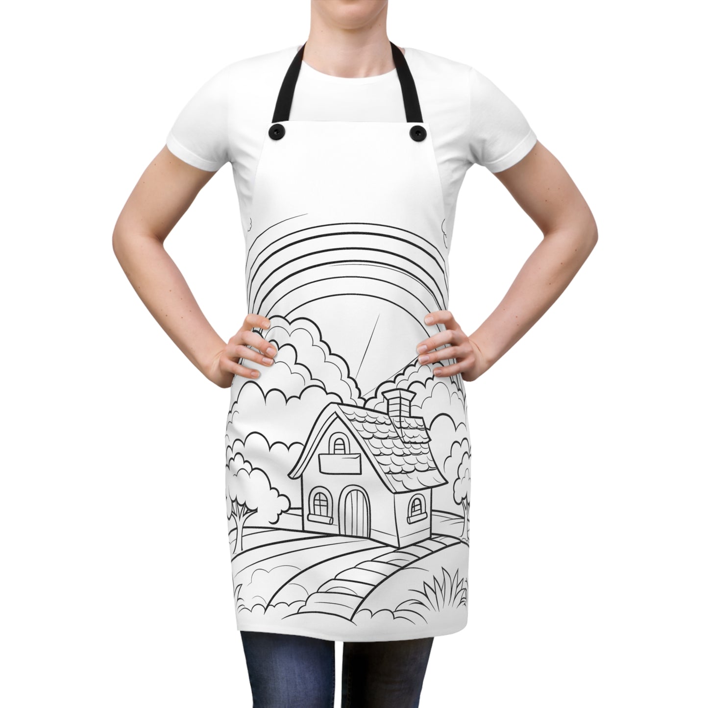 Apron Coloring Kit with 10 Fabric Markers - Rainbow and House