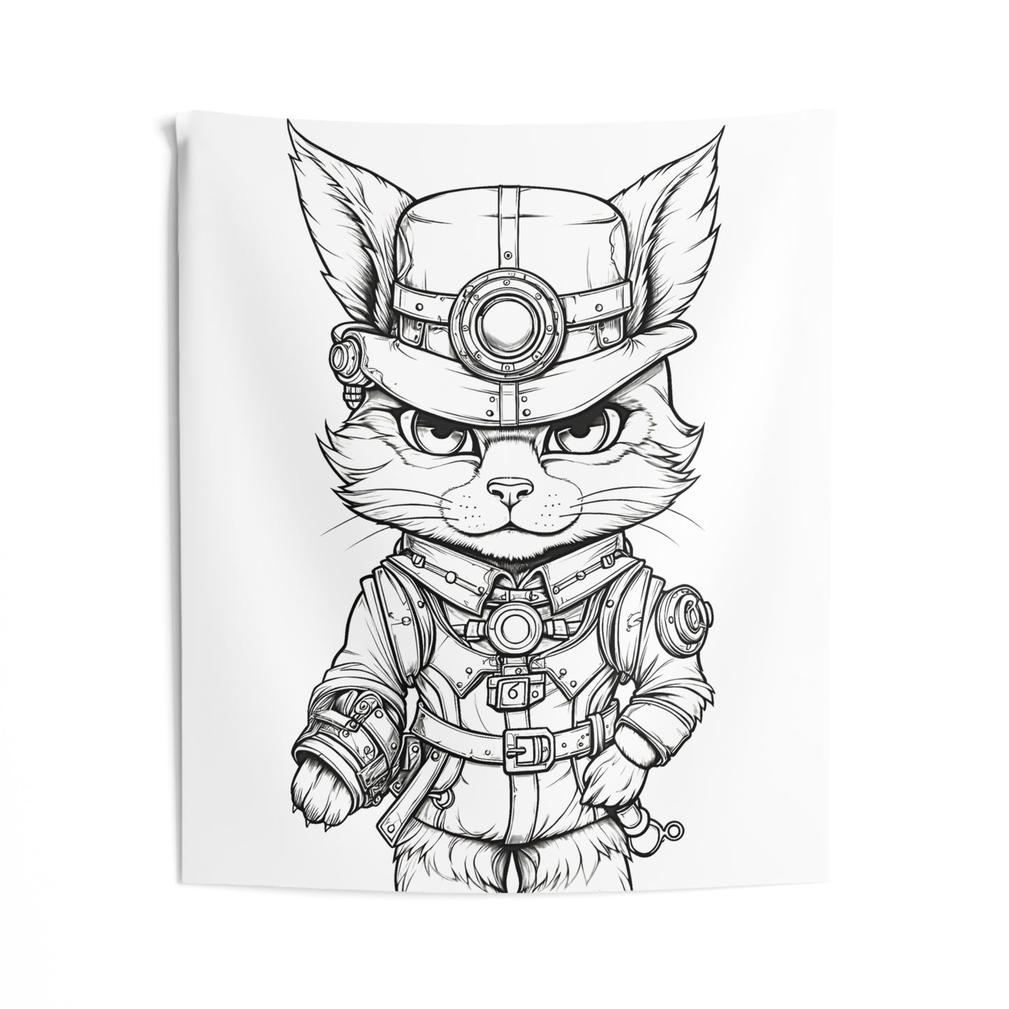 Indoor Wall Tapestries Coloring Kit with 10 Fabric Markers - Adventurer Cat