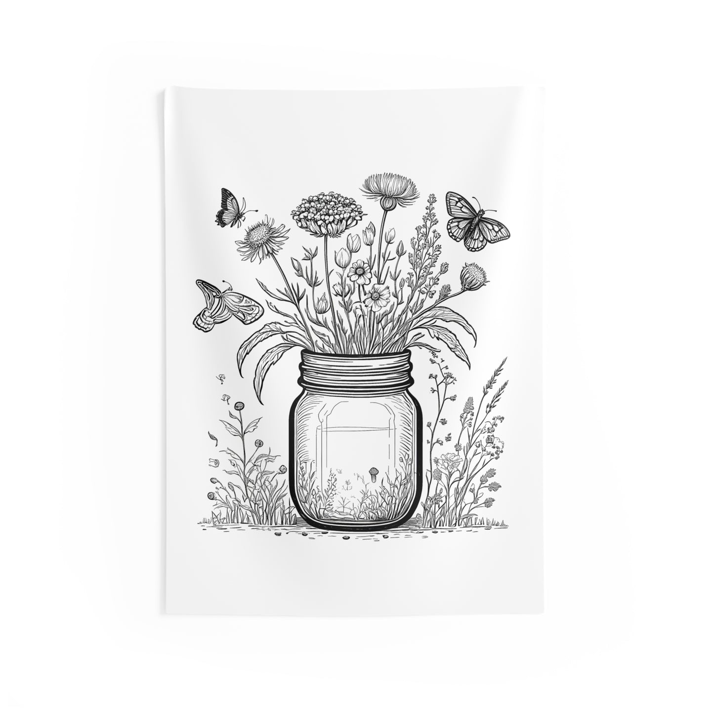 Indoor Wall Tapestries Coloring Kit with 10 Fabric Markers - Wildflowers