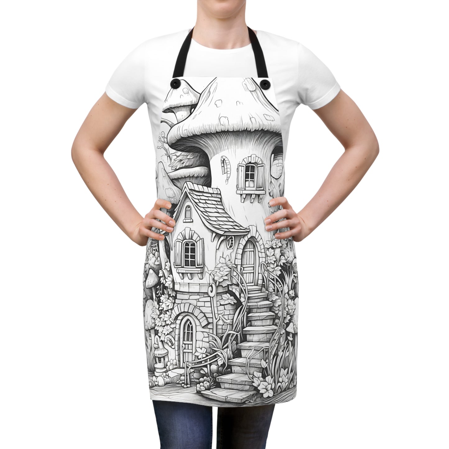 Apron Coloring Kit with 10 Fabric Markers - Mushroom House