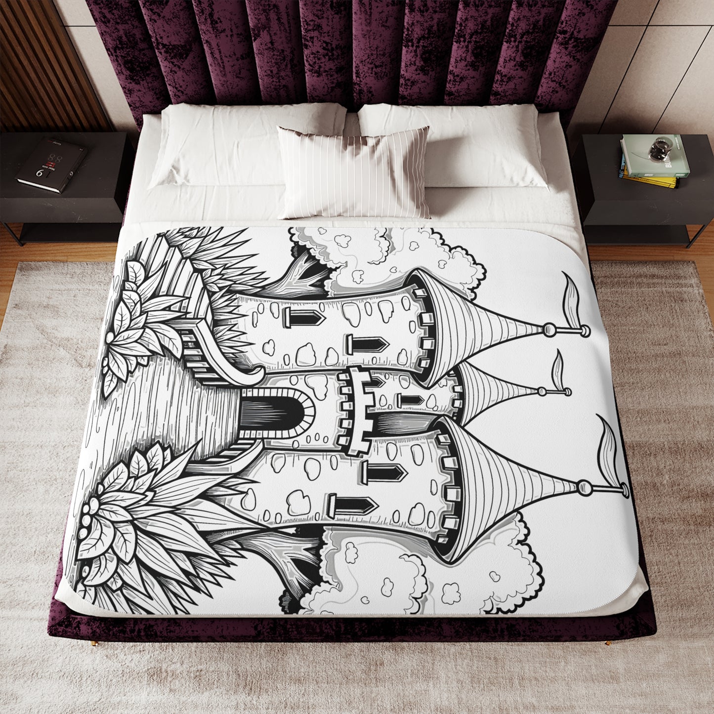 Blanket Coloring Kit with 10 Fabric Markers - Fantasy Castle