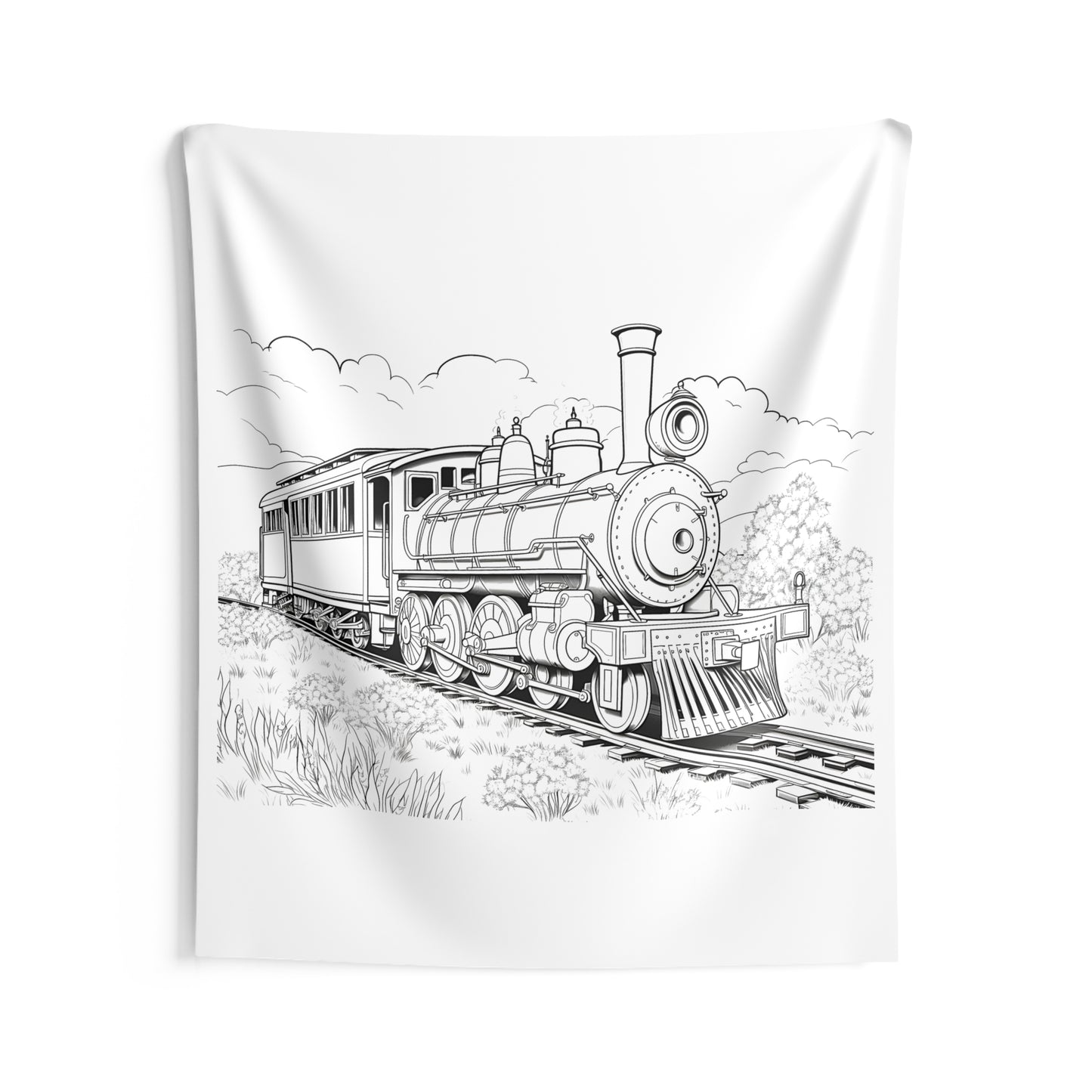 Indoor Wall Tapestries Coloring Kit with 10 Fabric Markers - Steam Locomotive