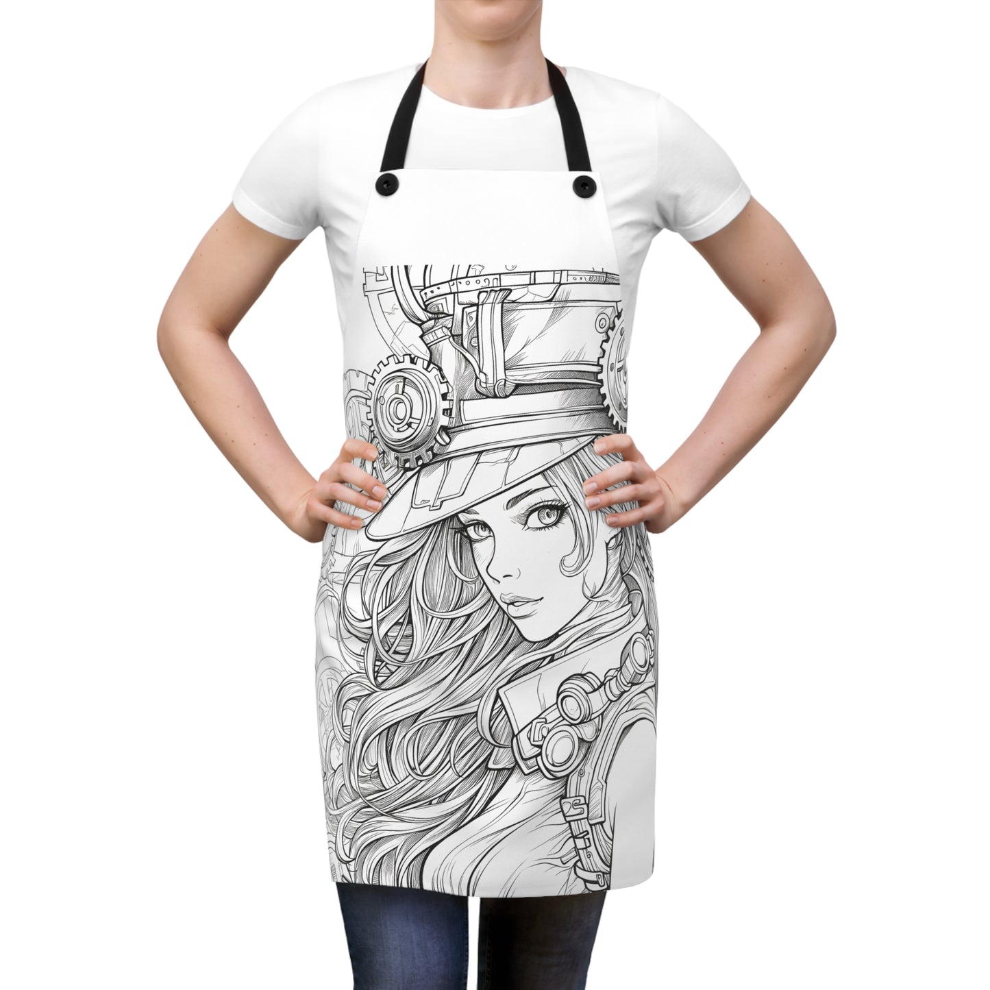 Apron Coloring Kit with 10 Fabric Markers - Steampunk Girl