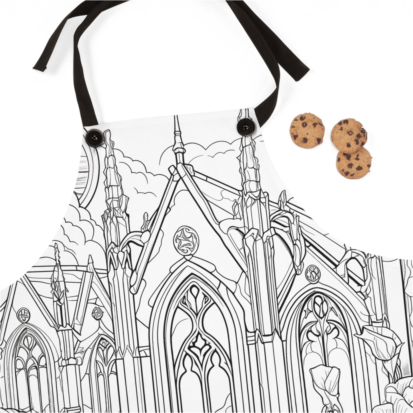 Apron Coloring Kit with 10 Fabric Markers - Cathedral and Roses