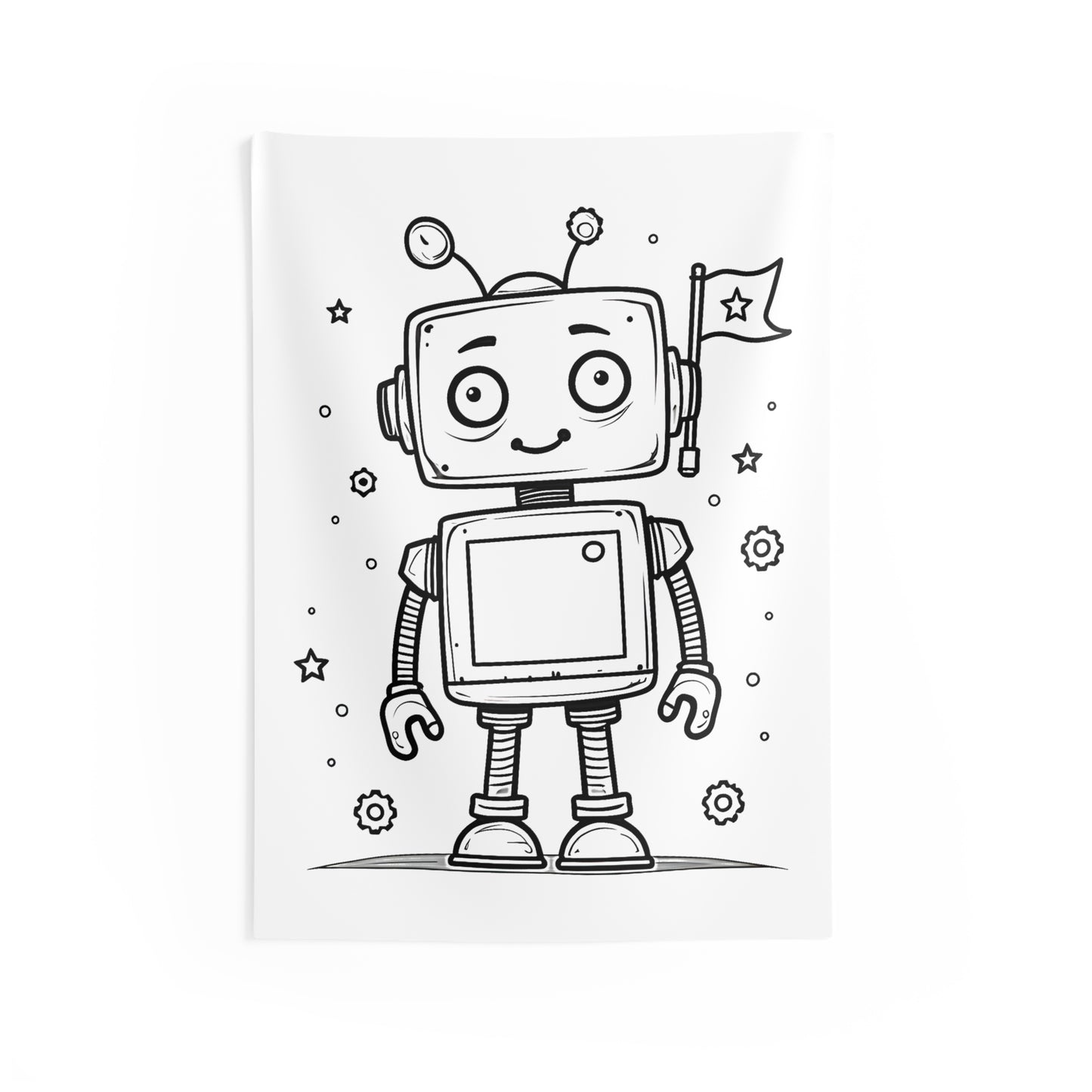 Indoor Wall Tapestries Coloring Kit with 10 Fabric Markers - Cute Robot
