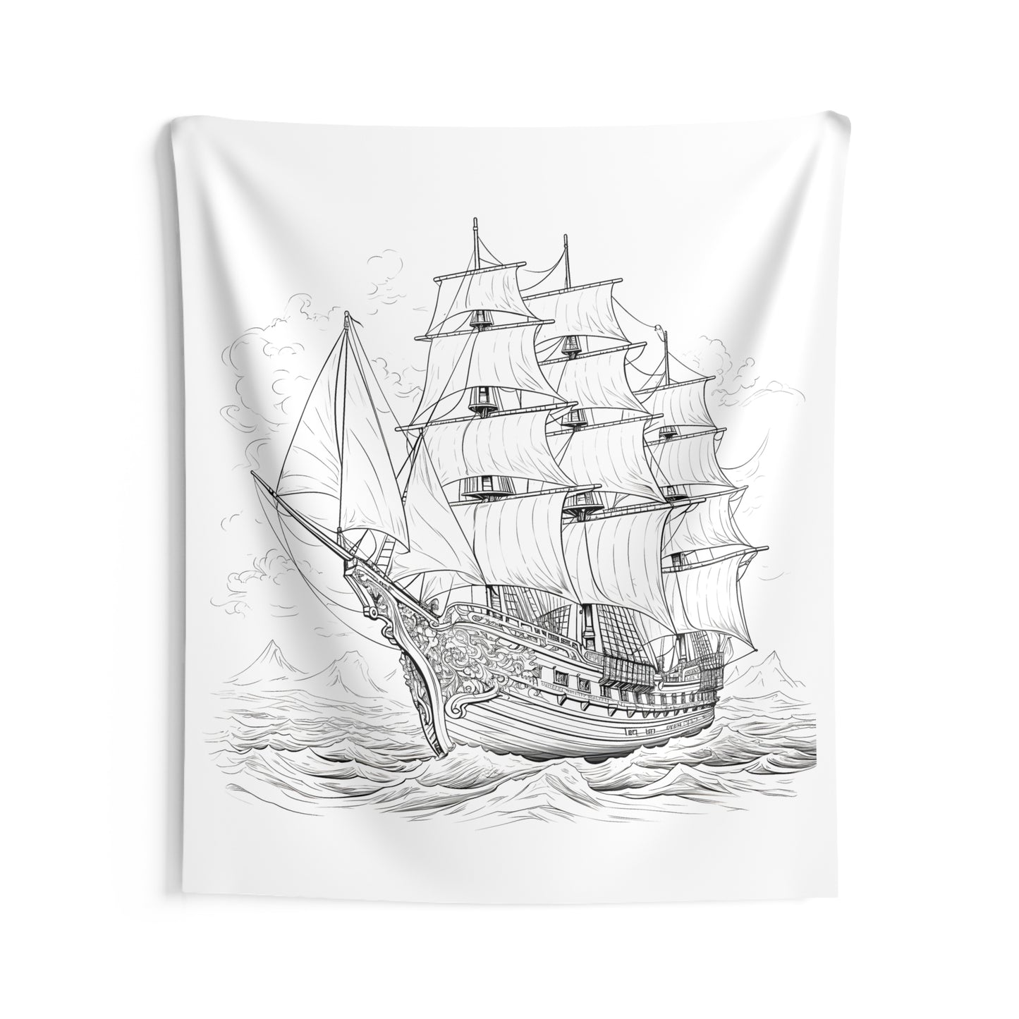 Indoor Wall Tapestries Coloring Kit with 10 Fabric Markers - Sailing Ship