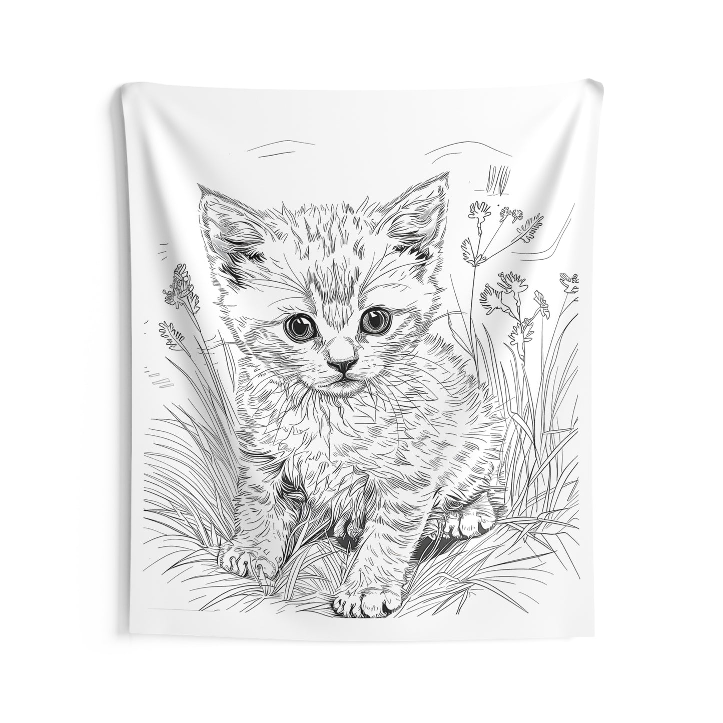 Indoor Wall Tapestries Coloring Kit with 10 Fabric Markers - Kitten