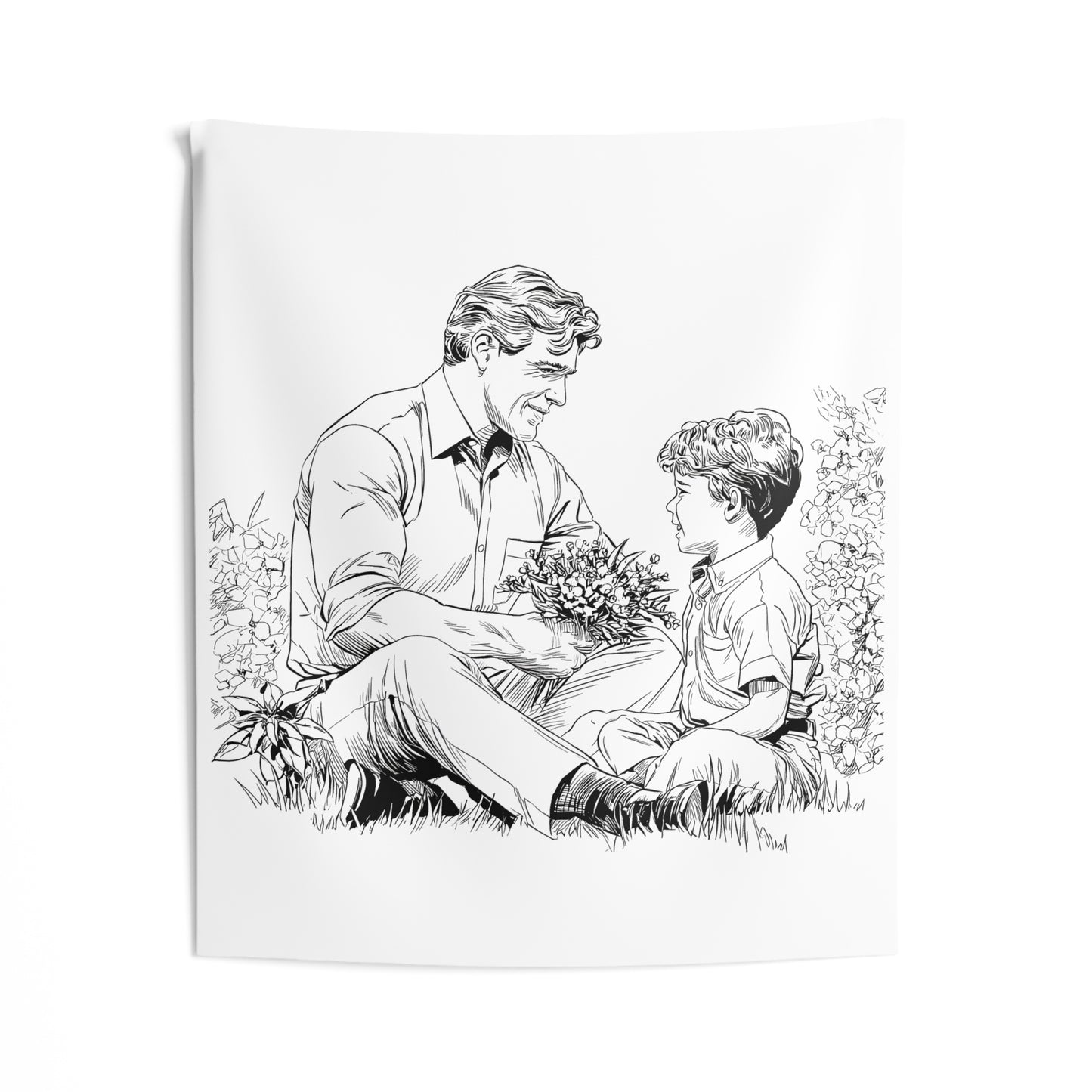 Indoor Wall Tapestries Coloring Kit with 10 Fabric Markers - Father and Son