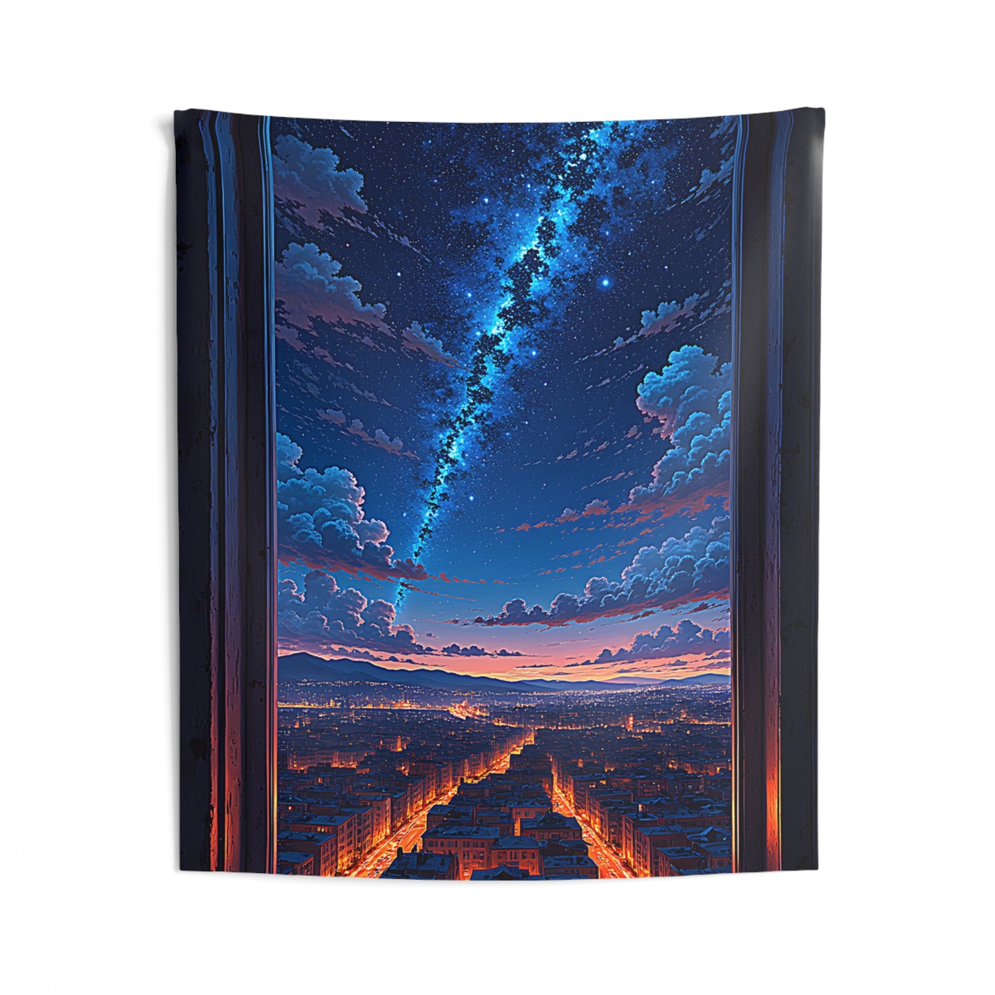 Indoor Wall Tapestries Colorful Graphic Design - Night Cityscape