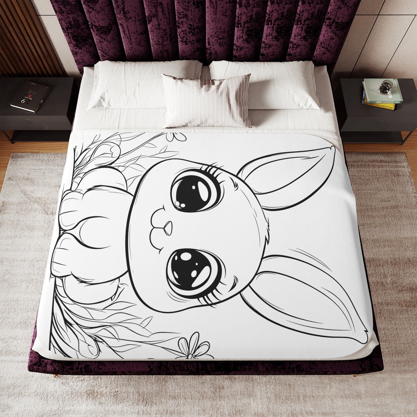 Blanket Coloring Kit with 10 Fabric Markers - Cute Bunny