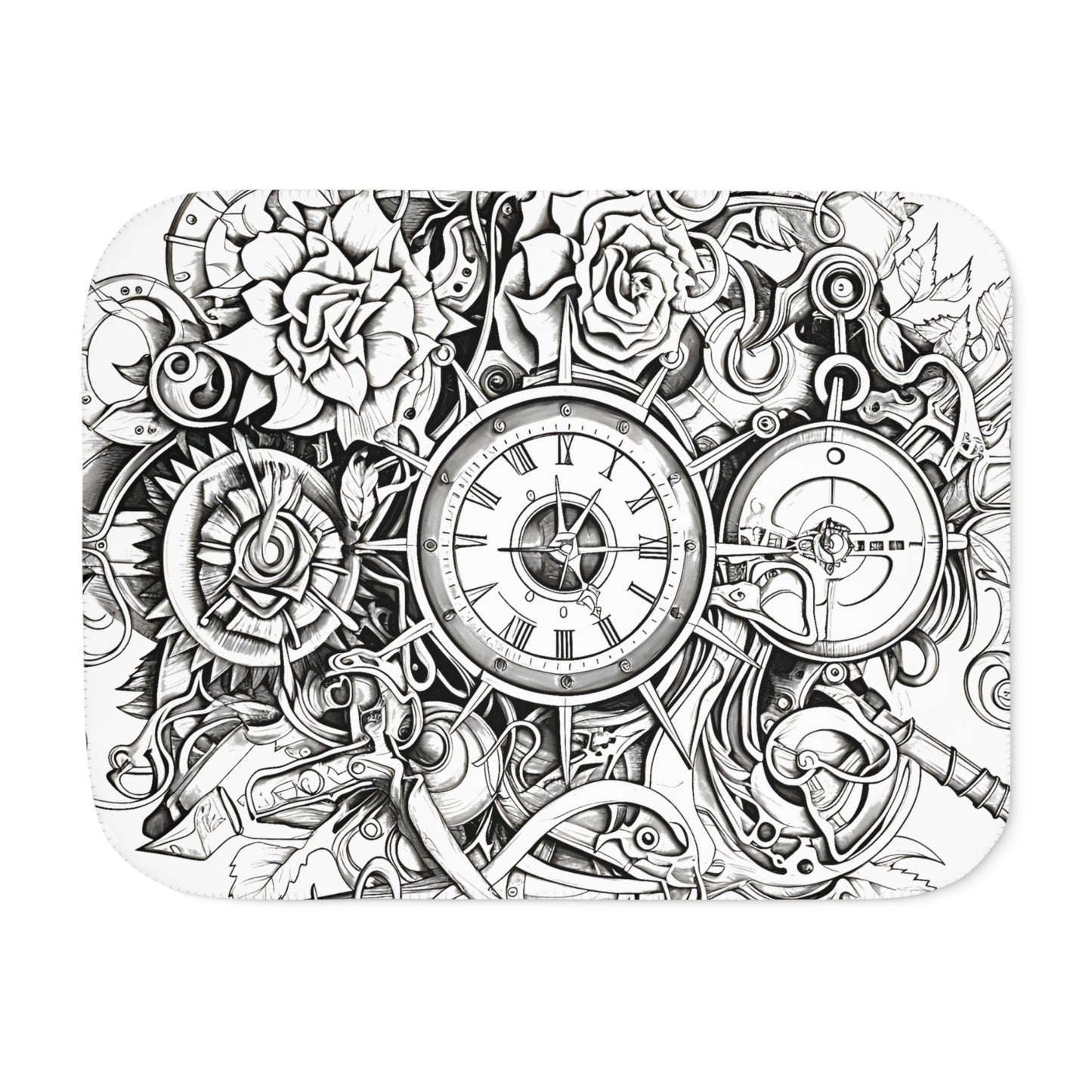 Blanket Coloring Kit with 10 Fabric Markers - Steampunk Clock