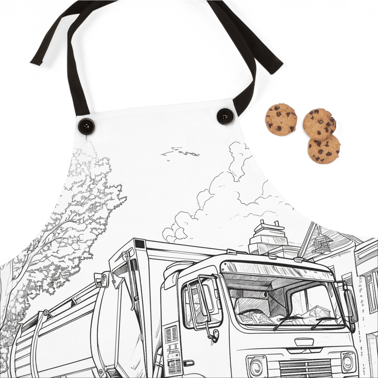 Apron Coloring Kit with 10 Fabric Markers - Garbage Truck