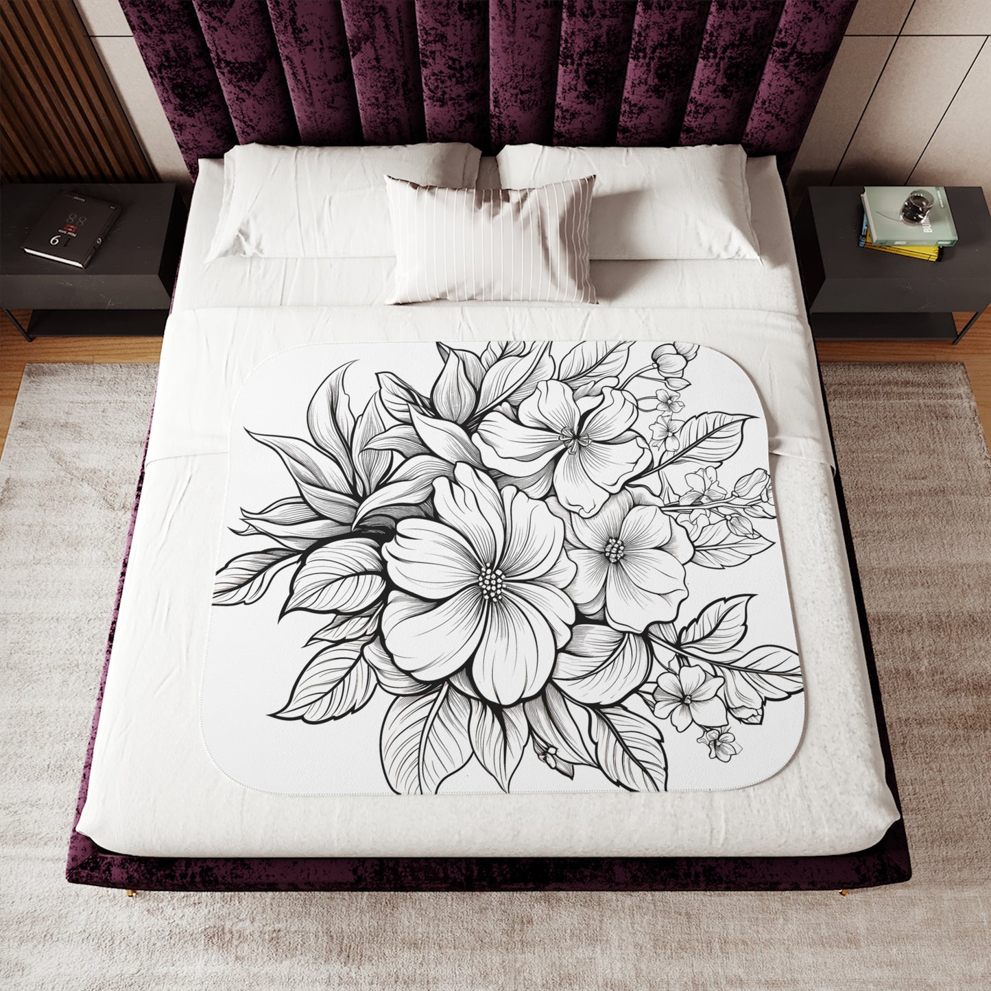 Blanket Coloring Kit with 10 Fabric Markers - Flower Bouquet