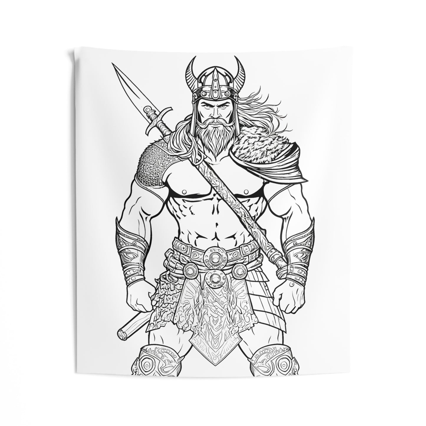 Indoor Wall Tapestries Coloring Kit with 10 Fabric Markers - Viking