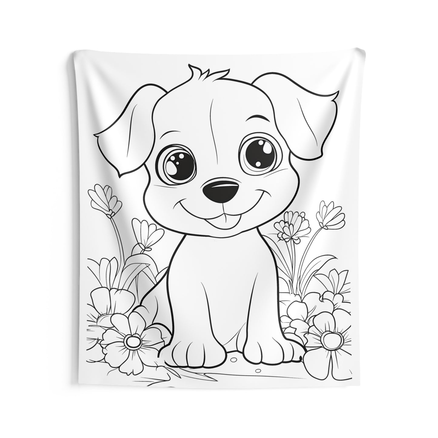 Indoor Wall Tapestries Coloring Kit with 10 Fabric Markers - Puppies