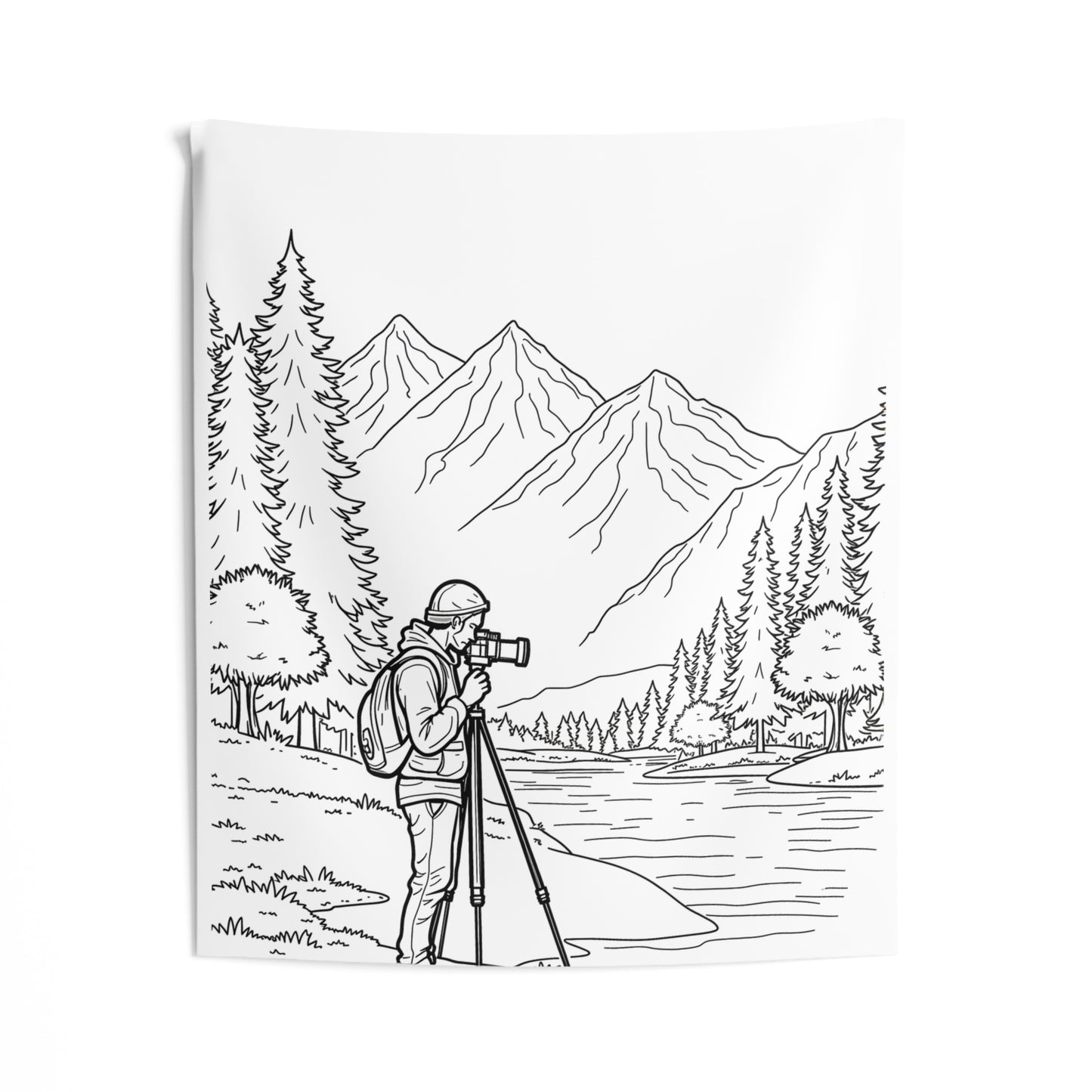 Indoor Wall Tapestries Coloring Kit with 10 Fabric Markers - Mountains