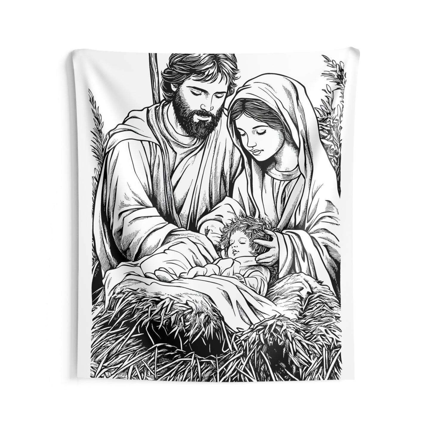 Indoor Wall Tapestries Coloring Kit with 10 Fabric Markers - Nativity Scene