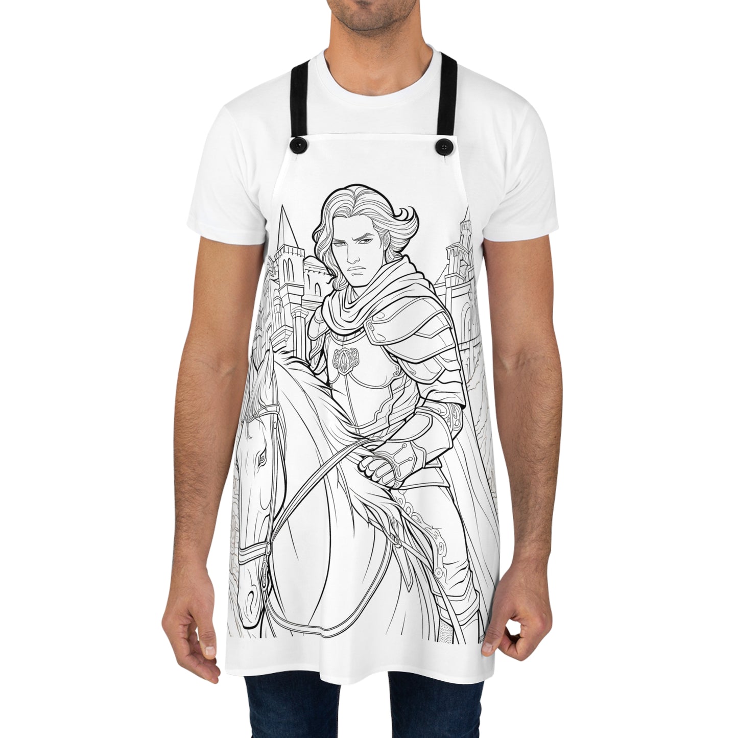 Apron Coloring Kit with 10 Fabric Markers - Knight on Horseback