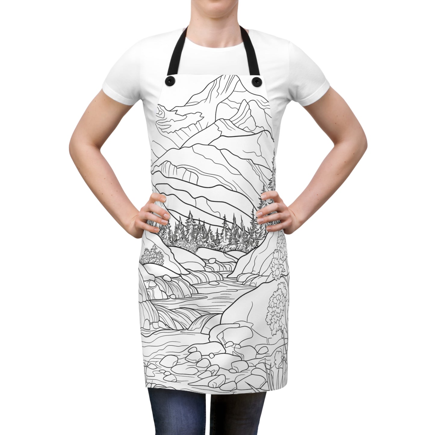 Apron Coloring Kit with 10 Fabric Markers - Mountain Landscape