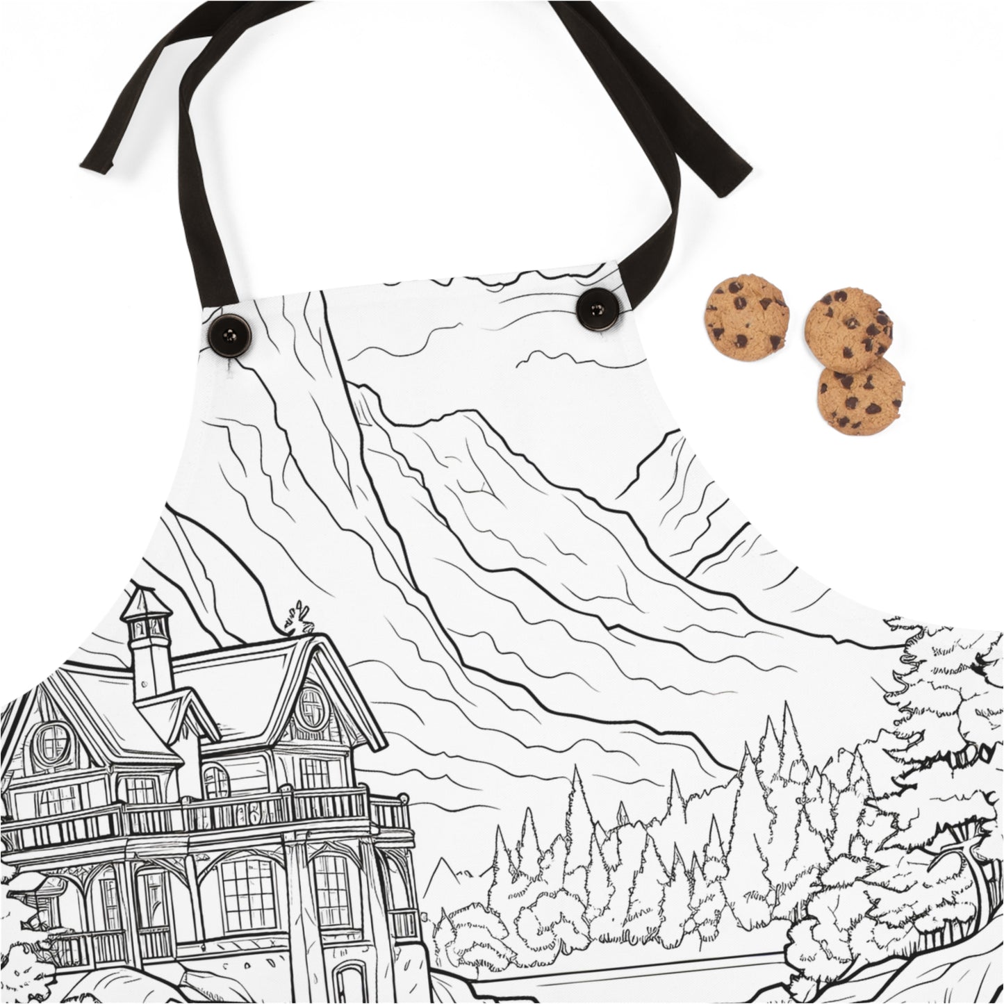 Apron Coloring Kit with 10 Fabric Markers - Mountain Lake Cabin