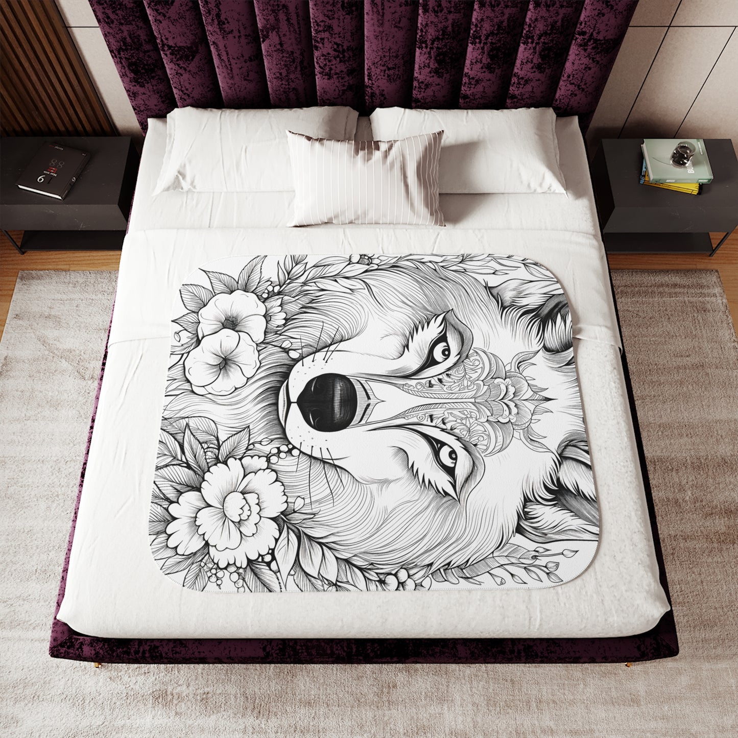 Blanket Coloring Kit with 10 Fabric Markers - Floral Wolf