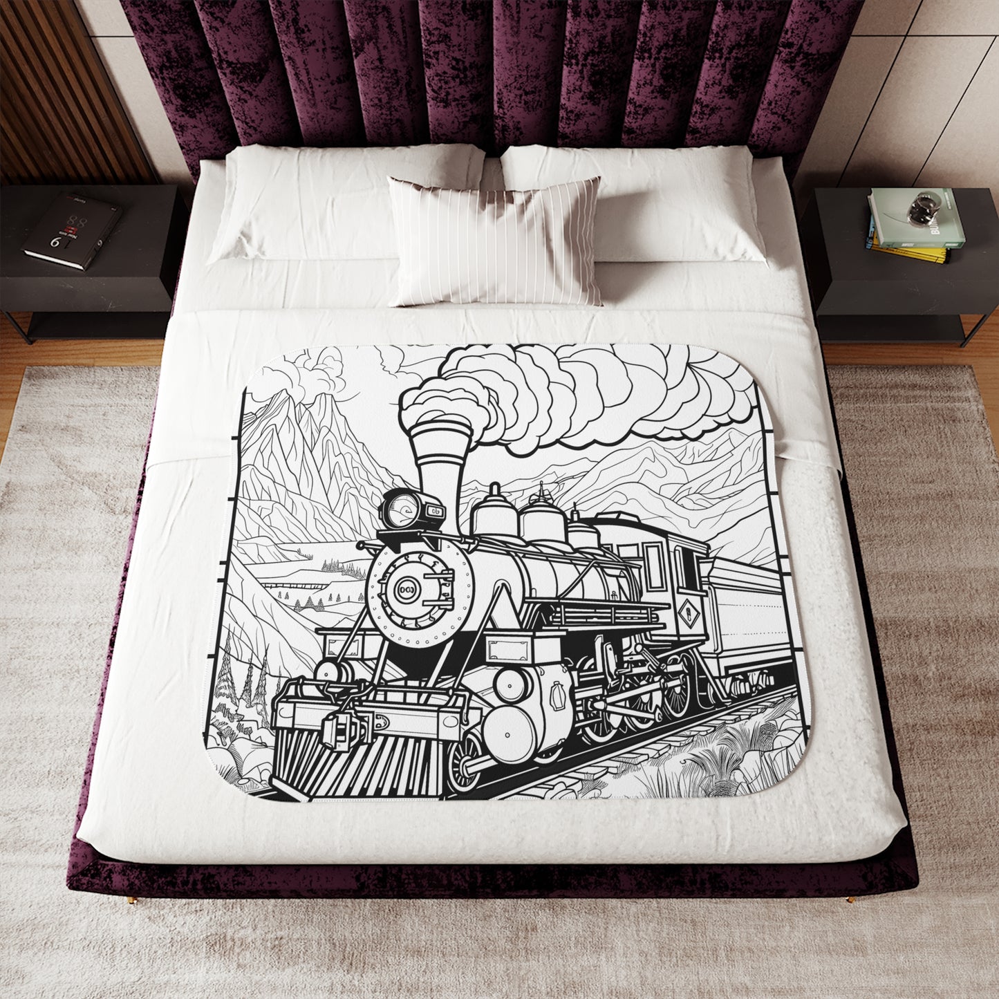 Blanket Coloring Kit with 10 Fabric Markers - Steam Train