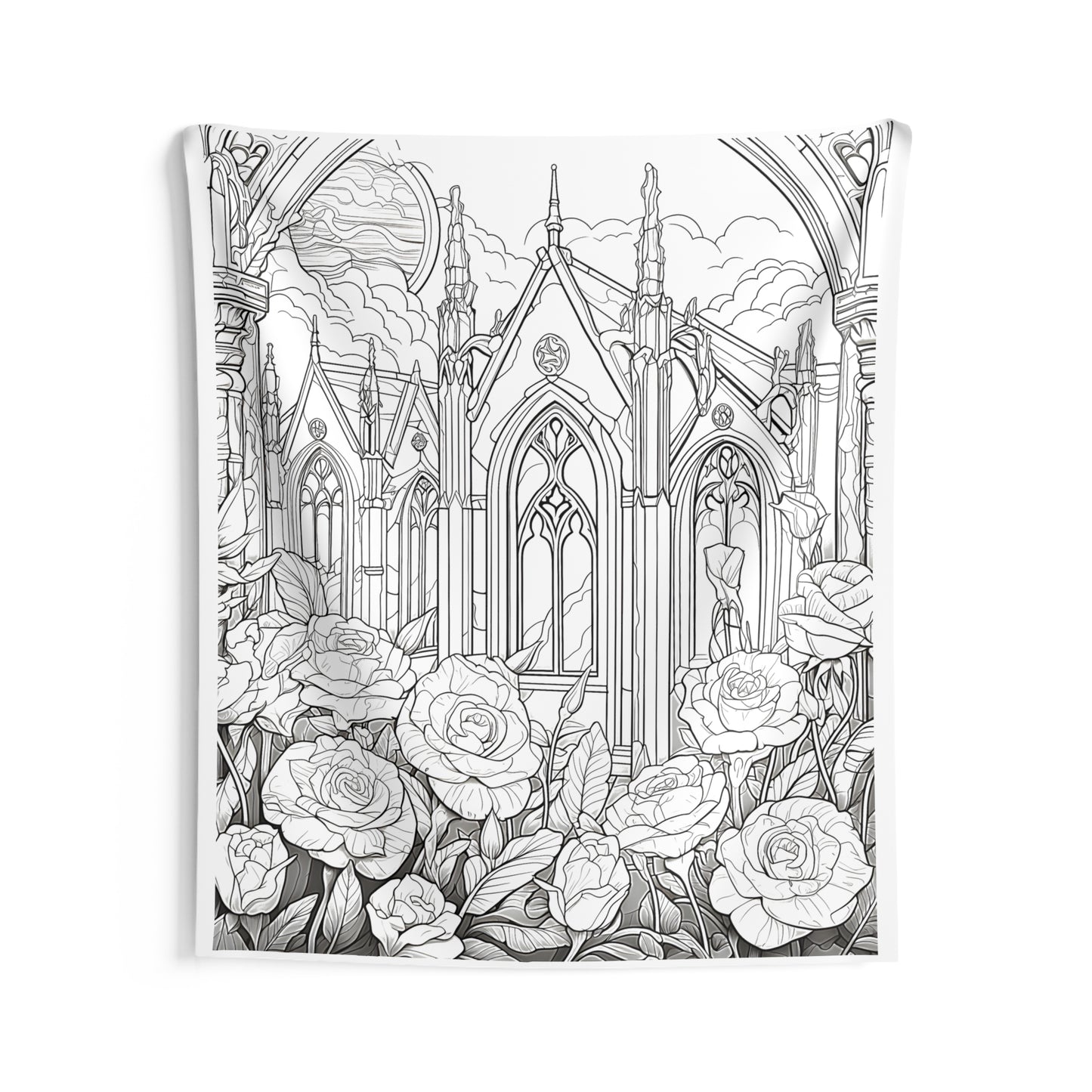 Indoor Wall Tapestries Coloring Kit with 10 Fabric Markers - Cathedral and Roses