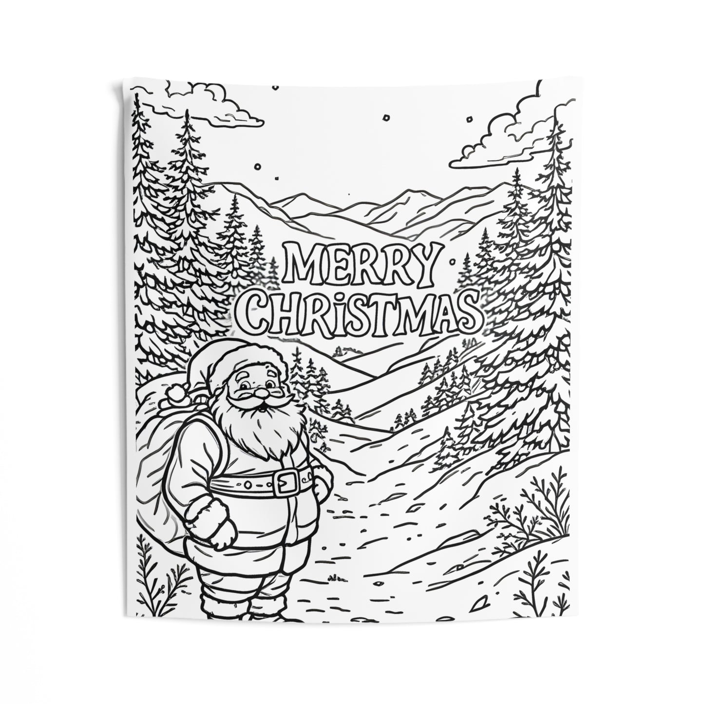 Indoor Wall Tapestries Coloring Kit with 10 Fabric Markers - Santa Claus