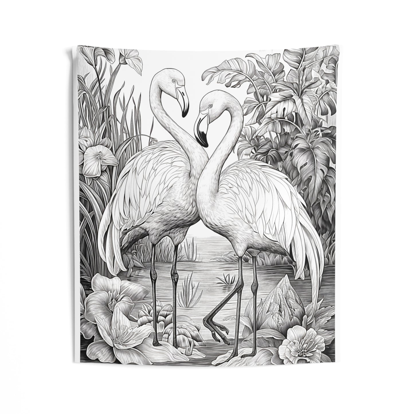 Indoor Wall Tapestries Coloring Kit with 10 Fabric Markers - Flamingos