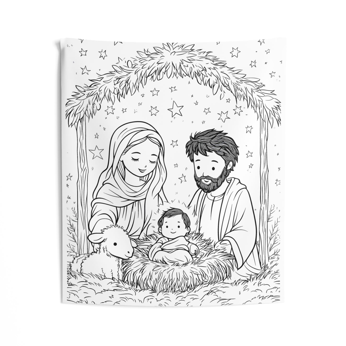 Indoor Wall Tapestries Coloring Kit with 10 Fabric Markers - Nativity Scene