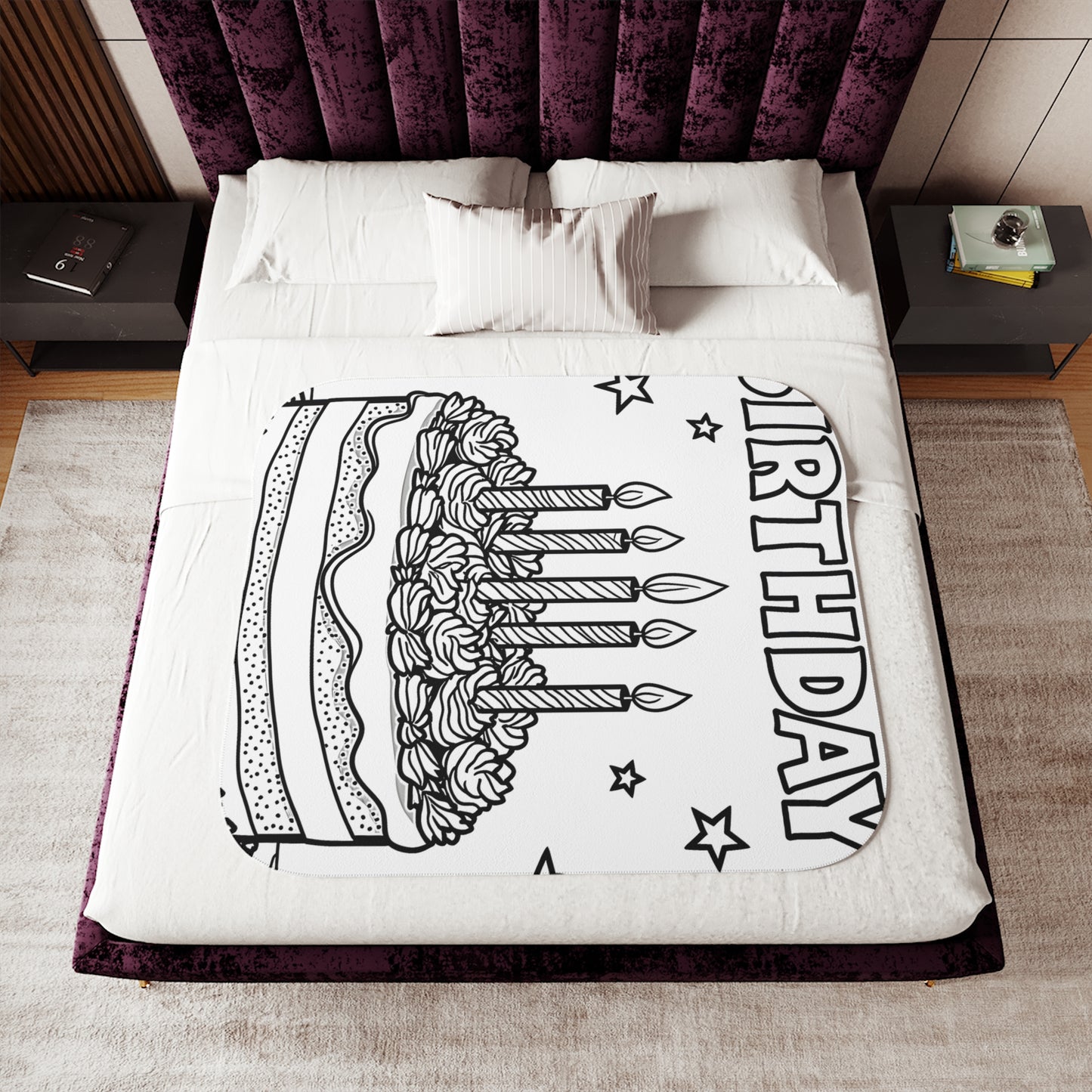 Blanket Coloring Kit with 10 Fabric Markers - Birthday Cake