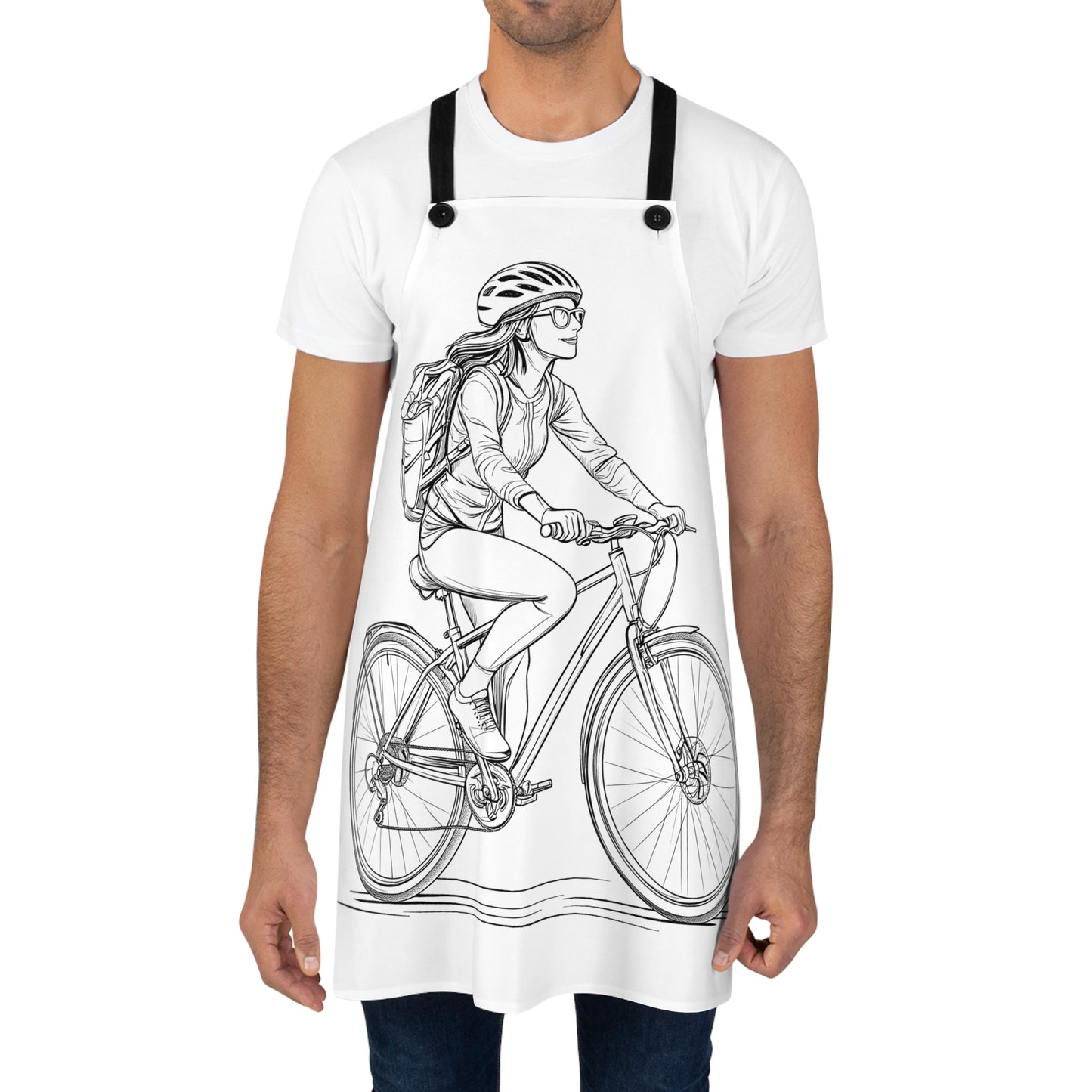 Apron Coloring Kit with 10 Fabric Markers - Woman on Bicycle