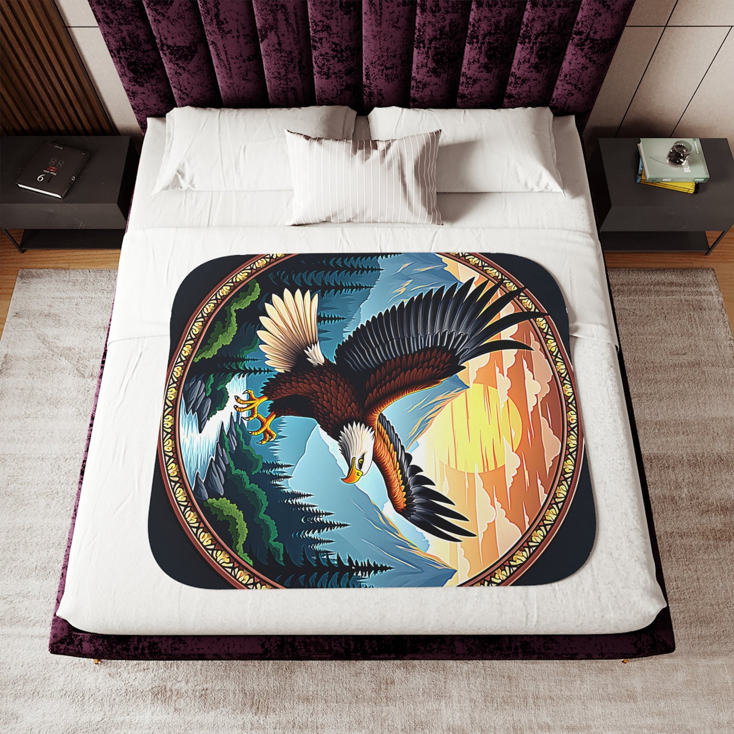 Blanket Colorful Graphic Design - Bald Eagle in Flight