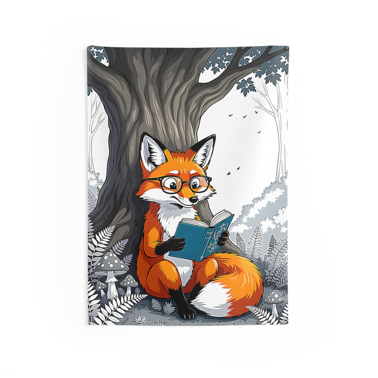 Indoor Wall Tapestries Colorful Graphic Design - Fox Reading
