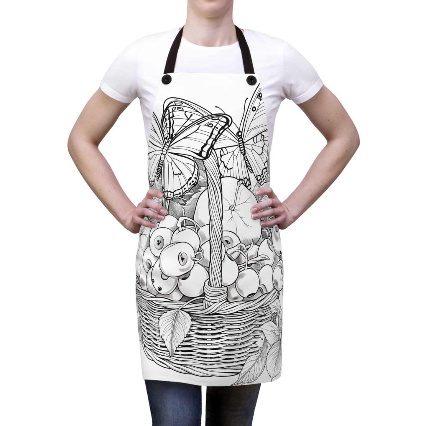 Apron Coloring Kit with 10 Fabric Markers - Butterflies on Fruit Basket