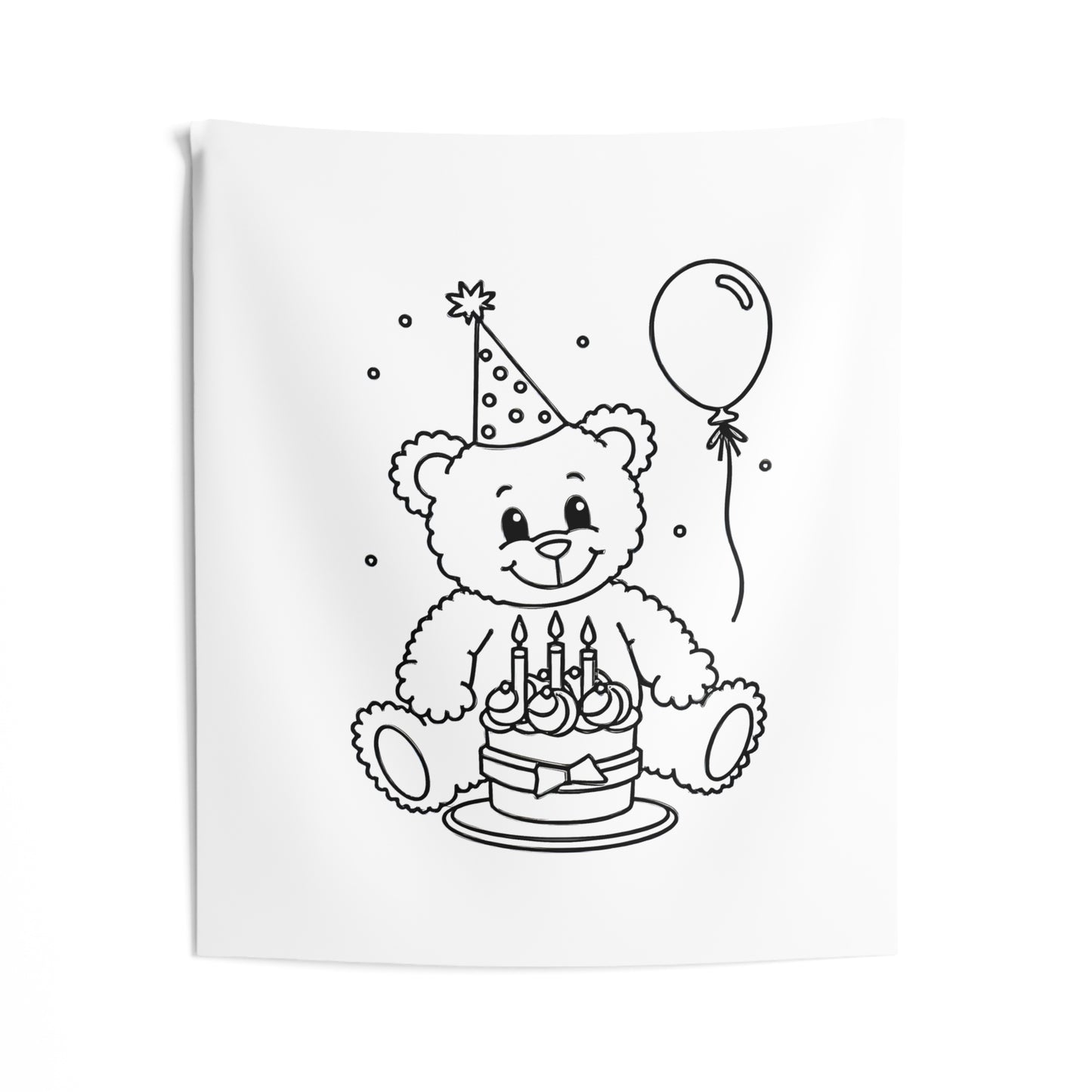 Indoor Wall Tapestries Coloring Kit with 10 Fabric Markers - Birthday Bear
