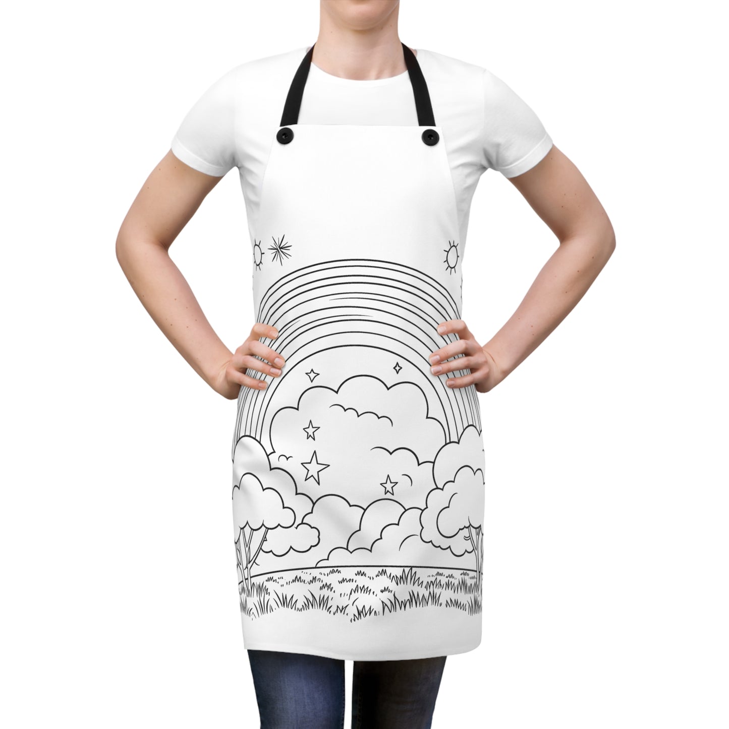 Apron Coloring Kit with 10 Fabric Markers - Rainbow and Clouds