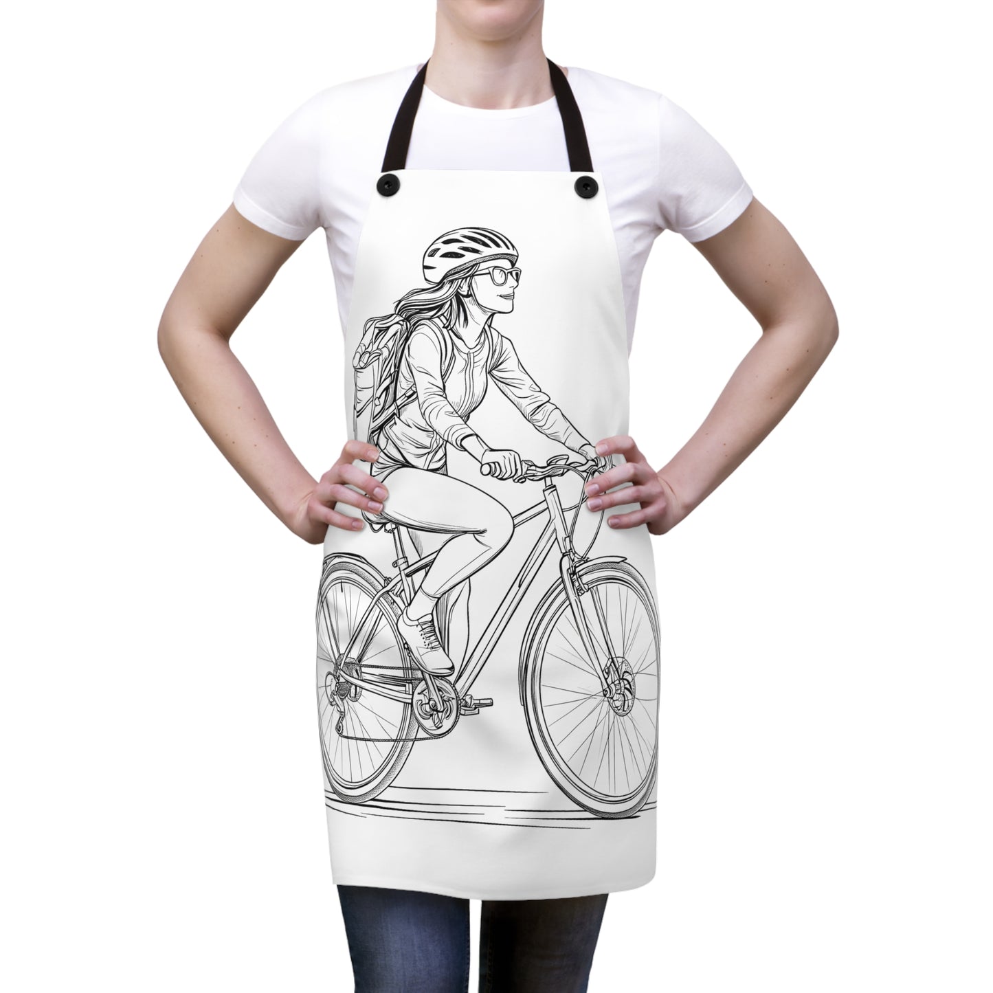 Apron Coloring Kit with 10 Fabric Markers - Woman on Bicycle