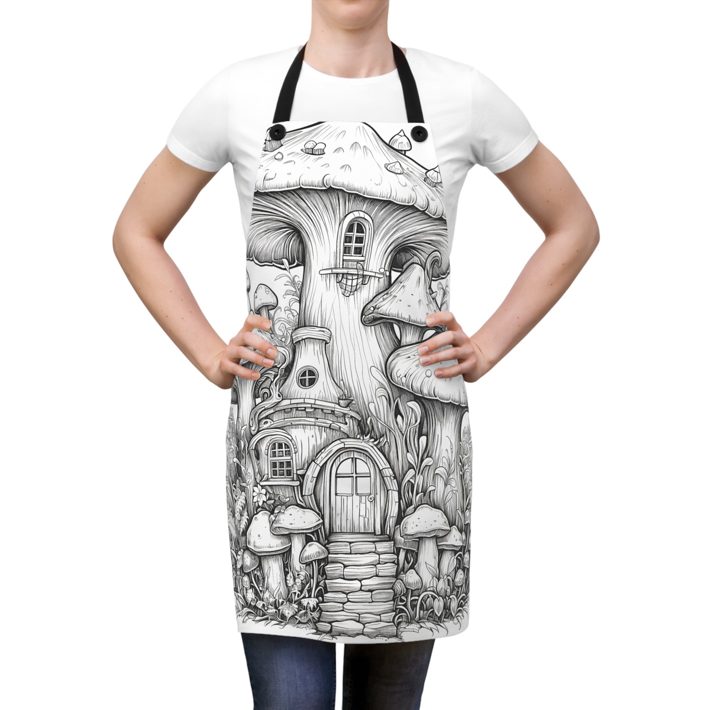 Apron Coloring Kit with 10 Fabric Markers - Mushroom House