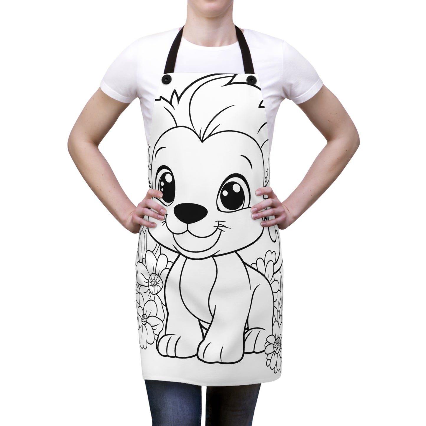 Apron Coloring Kit with 10 Fabric Markers - Cute Lion