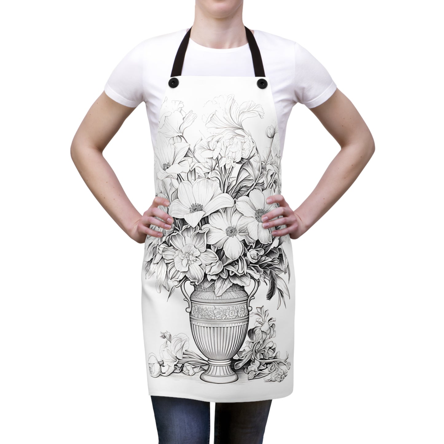 Apron Coloring Kit with 10 Fabric Markers - Vase with Flowers