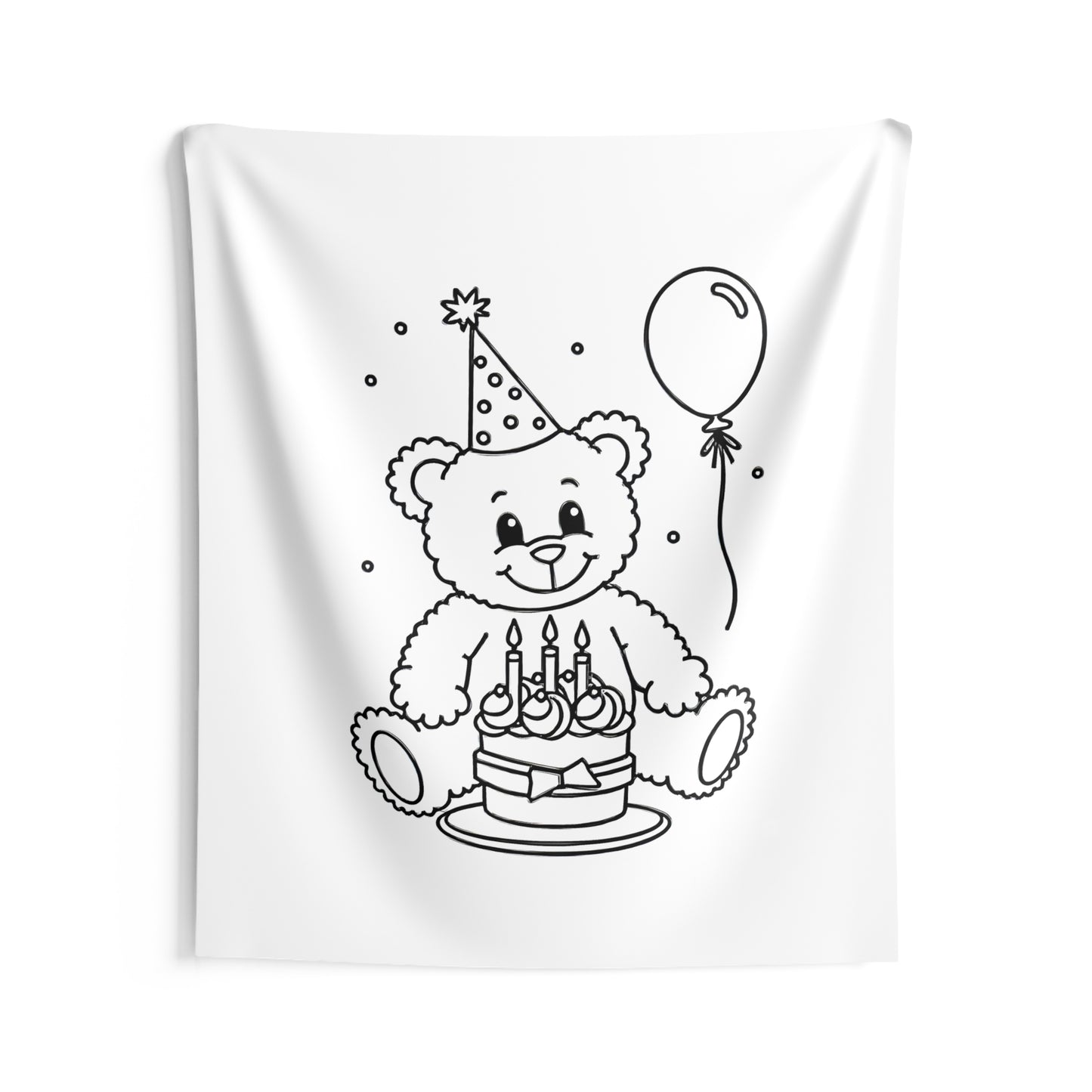 Indoor Wall Tapestries Coloring Kit with 10 Fabric Markers - Birthday Bear