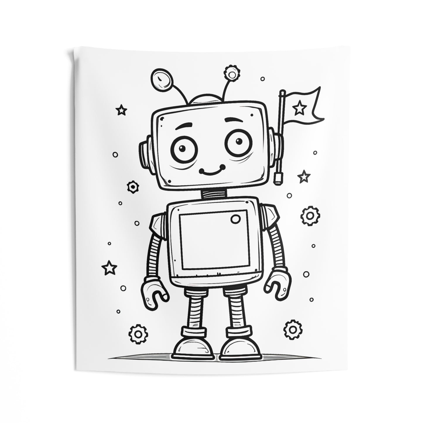 Indoor Wall Tapestries Coloring Kit with 10 Fabric Markers - Cute Robot