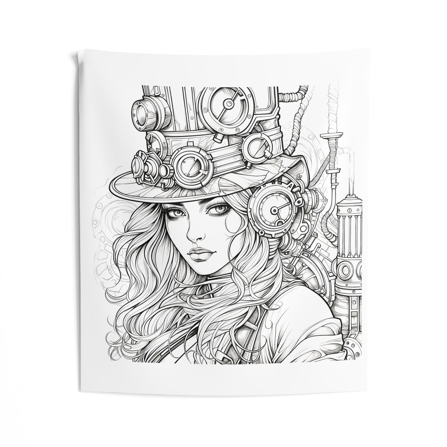 Indoor Wall Tapestries Coloring Kit with 10 Fabric Markers - Steampunk Fashion