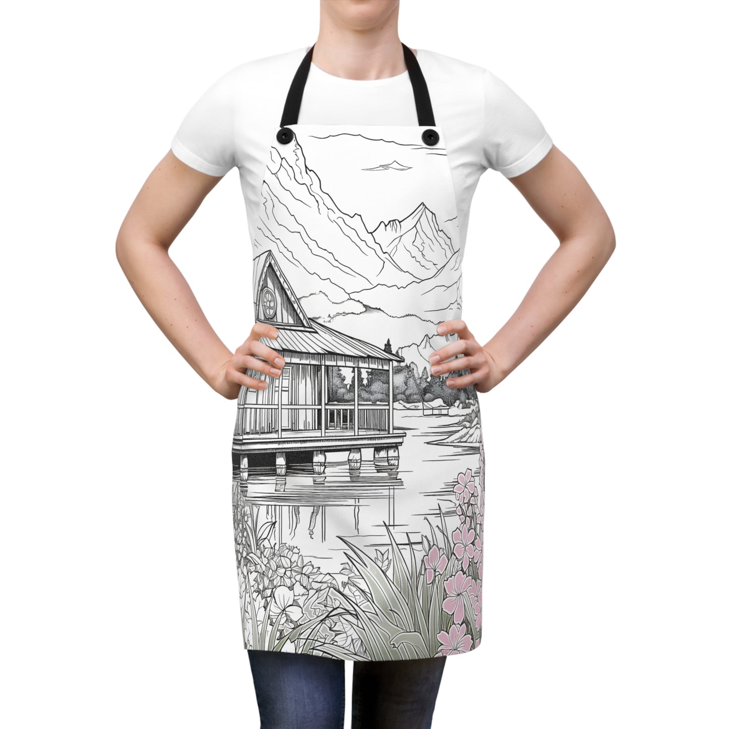 Apron Coloring Kit with 10 Fabric Markers - Mountain Cabin